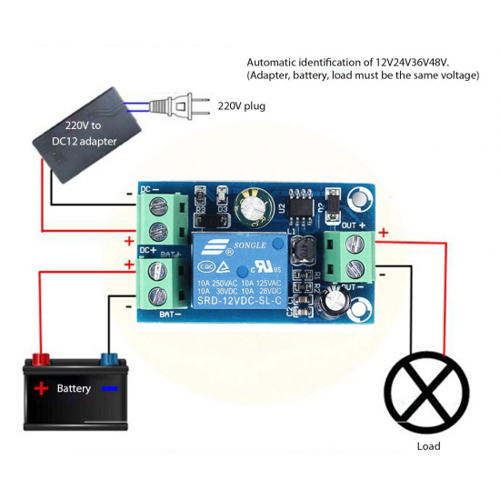 Module de commutation automatique, alimentation de batterie UPS 12V à 48V